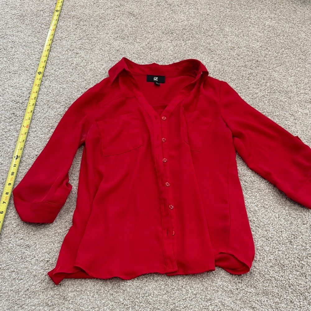 Iz Byer Vibrant Red Button-Down Shirt